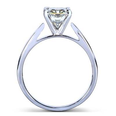 Round Moissanite Solitaire Engagement Ring 1 CTW 14k White Gold, Size 4.5, White