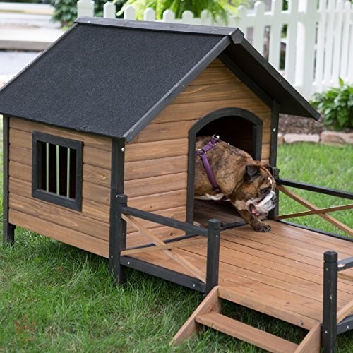 Large Outdoor Dog House Extra Insulated Pet Shelter Wood Weather Home Roof Porch