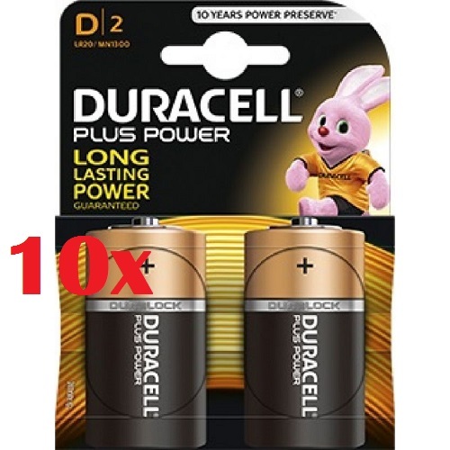 Confezione 20 Pile Batterie Duracell Plus Power D Lr20 Mn1300 Torce moc