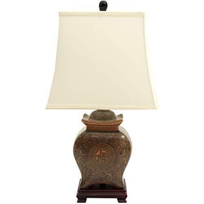 E 19'' Black & Brown Medallions Porcelain La