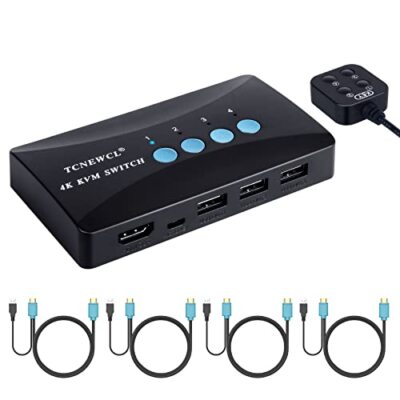 KVM Switch, USB & HDMI Switcher for 4 Computers Sharing One HD Monitor and 3 USB