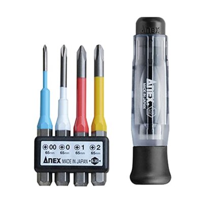 Anex Screwdriver Interchangeable Precision Type Set of 4 Bits +00/+0/+1/+2 3614