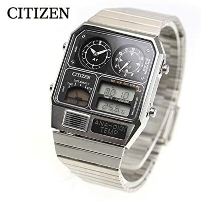 Pre-owned Citizen Quartz Ana-digi Temp Analog-digital Men's Watch Silver Jg2101-78e