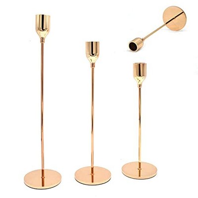Gold Tall Candlestick Holder Metal Taper Candle Holders For Fireplace Table Home