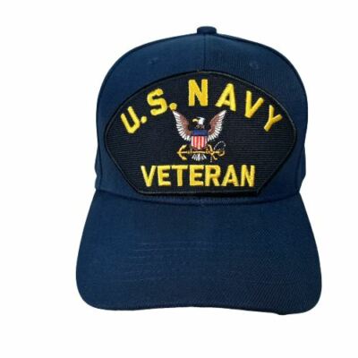 US Navy Veteran Embroidered Baseball Cap Hat Navy Blue Strapback