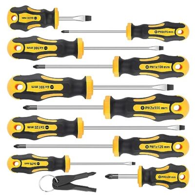 Professional 10-Piece Magnetic Screwdrivers Set with Cushion Grip