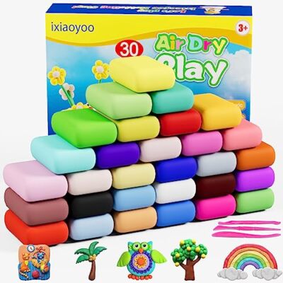 Air Dry Clay, Modelling Clay for Kids, 30 Colors DIY Molding Magic Clay for w...