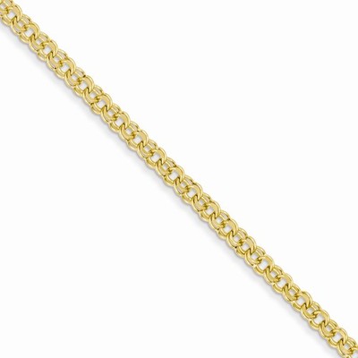 Pre-owned Wishing For Claudia 14k Solid Yellow Gold 3.75mm Polished Double Link Charm Bracelet 7" Length