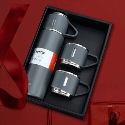 Steel Vacuum Flask With 3 Tea Cup Combo (500ML)Best For Corporate Gifting, Multi