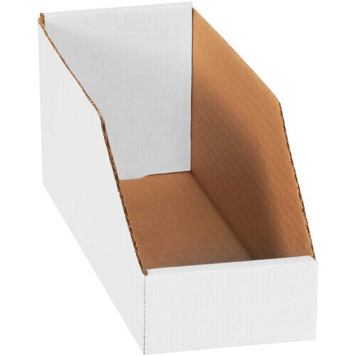 Open Top Bin Boxes, 4" x 12" x 4 1/2", White, 50/Bundle (BINMT412)