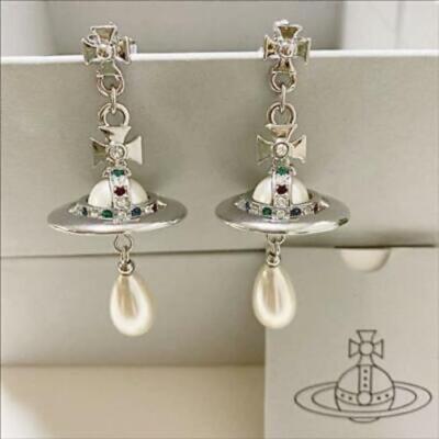 Vivienne Westwood Orb Pearl Earrings Silver Brass