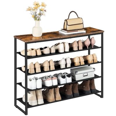 SHOE RACK Shelf Organizer Rustic Brown 5 Tier 11.2"x29.5"x 29.5" HOOBRO