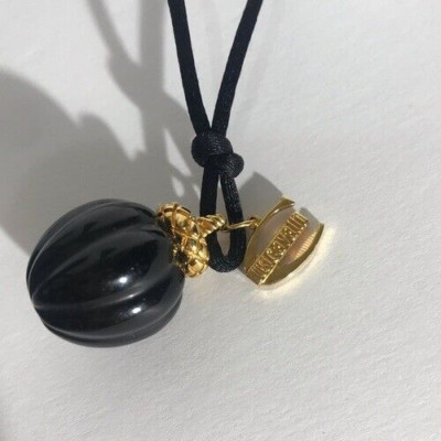 Just Cavalli Black Agate Acorn Pendant On Cord with Gold Plated Hardware