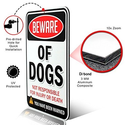 Beware of Dogs Sign Dogs Aluminum Metal Fence Yard Warning Security Poster