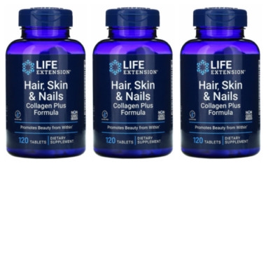 Hair Skin & Nails Collagen Plus Formula 3X120Tabs Life Extension Revisol/Keratin