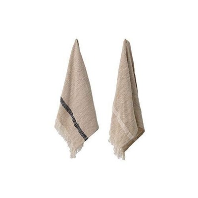Woven Cotton Striped Tea Tassels set Of 2 Towels Naturalsmall