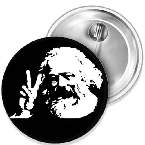 Karl Marx Peace Hand Button