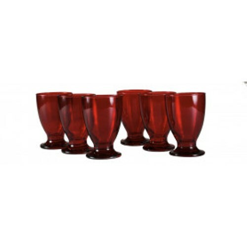 Set Servizio 6 Pezzi Bicchieri Cin-Cin 25cl Vetro Rosso Natale idea