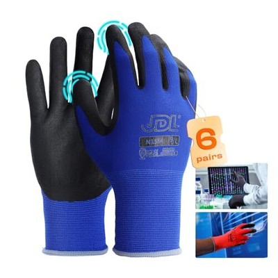 JDL Work Gloves with Micro Foam Nitrile Coated Touch Screen CompatibleSeamles...