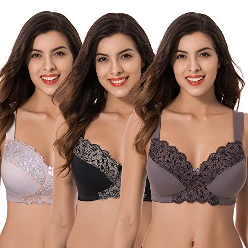 Curve Muse Plus-Size Wire-Free / Wireless Unlined Comfort Bras Size 34DDD 3-Pack - Picture 1 of 1