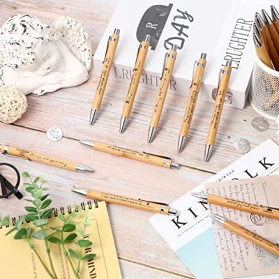 50 Pack Bible Verse Bamboo Retractable Ballpoint Pens Inspirational Writing Pen