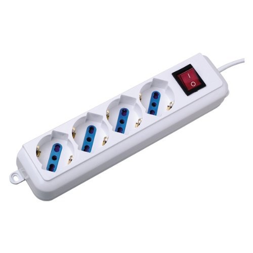 Multipresa Bipasso Schuko 4 Posizioni Interruttore Luminoso Cavo 1.5mt 16A moc
