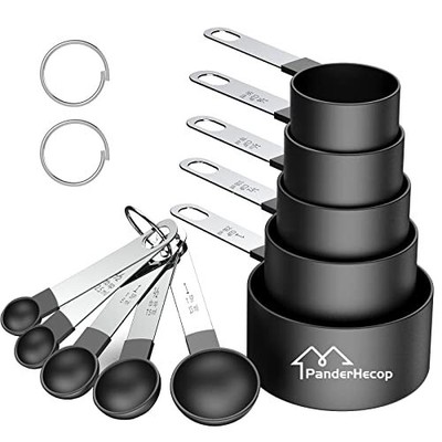 Measuring Cups And Spoons Set 10 Piece Stackable Stainless Steel Handle Accurate