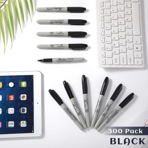 Permanent Markers Bulk Black Marker Set Fine Point Pens...