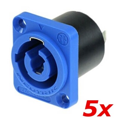 5 Pack Neutrik NAC3MPA-1 PowerCON ''IN'' Chassis Panel Mount Power Connector Blue