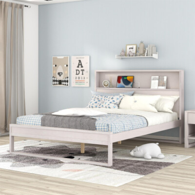 Modern Full Queen Size Bedroom Set Platform Bed Frame Dresser Cabinet Nightstand