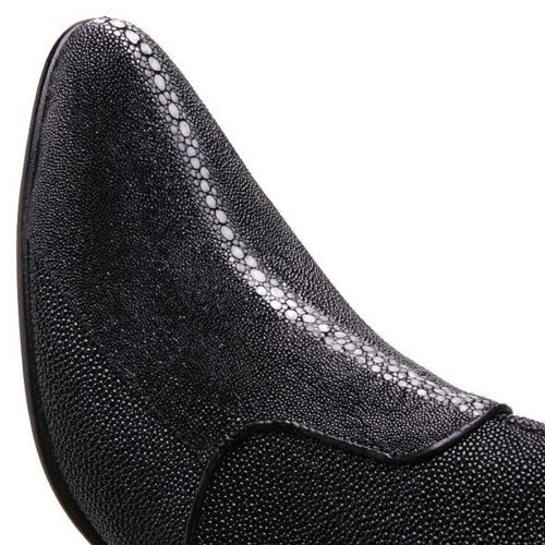 Pre-owned Los Altos Boots Los Altos Full Genuine Stingray Rowstone Dress Ankle Boots Side Zipper D In Black