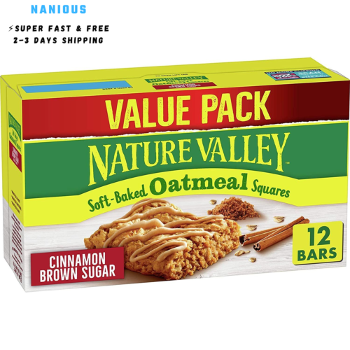 Nature Valley Soft-Baked Oatmeal Squares, Cinnamon Brown 12 Count (Pack of 1)