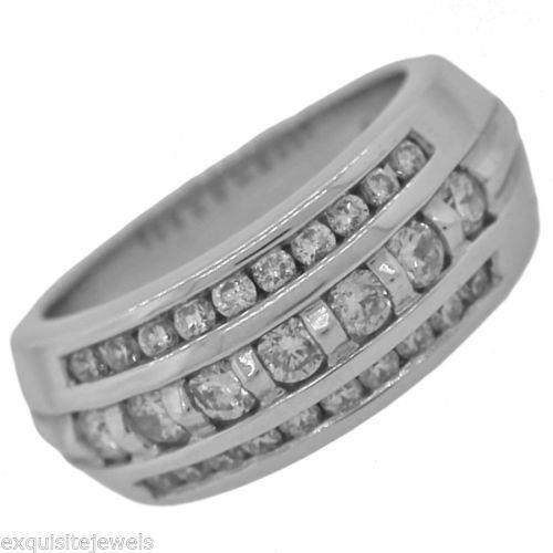 Vintage 14k Solid White Gold 0.69ctw Channel Set Diamond Band Ring Size 6.75