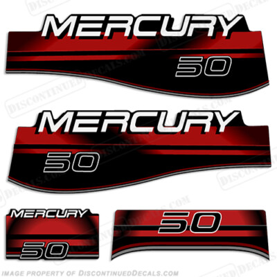 Fits Mercury 50hp Decals - Red Non-Bigfoot