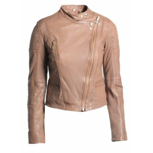 Pre-owned Of The Realm Branded Timber Stand Collar Ladies Leather Biker Jacket Size 6,8,12,14 Xmas Sale