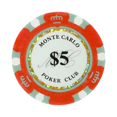 NEW 100 Apple Red $5 Monte Carlo Smooth 14 Gram Clay Poker Chips - Exclusive 