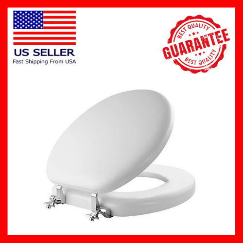 With Premium Chrome Hinges Round Soft Cushioned Vinyl Seat W