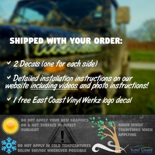 Hood decals stickers for Wrangler - 2pc set -  PICK COLOR yj tj jk 