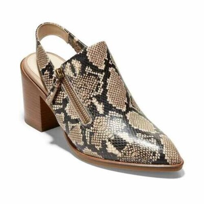COLE HAAN Женские кожаные ботильоны Amphora Black Slingback Vicky со змеиным рисунком 9.5 B