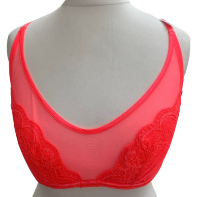 Ex Boux Avenue Women's Neon Coral Aisha Plunge Bra  (V5)