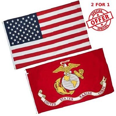 Wholesale LOT 3X5FT USA AMERICAN Flag & US MARINE CORPS EAGL