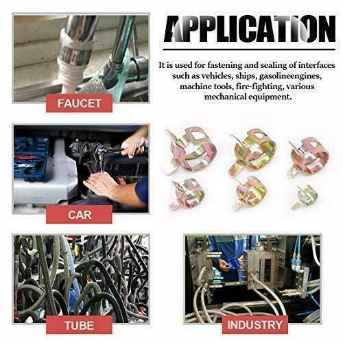 115 Pcs Fuel Line Hose Tubing Spring Clips Clamps Assortment Kit for Motorcycle