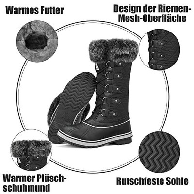 MISHANSHA MISHANSHA SCHNEESTIEFEL DAMEN WARM GEFÜTTERT WINTERSTIEFEL WASSERDICHT RUTSCH...