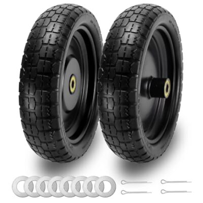 Flat-Free Tire and Wheel forGarden Cart Tire Replacement wit