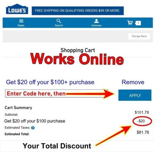THREE (3x) Lowes $20 OFF $100 Coupons Discount - In store&online - Fast Shipment