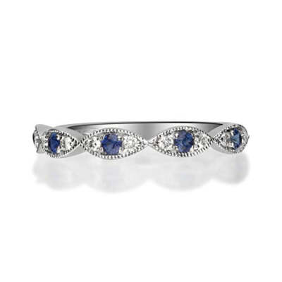 Gin and Grace Adelyn 14K White Gold Round-Cut Ceylon Blue Sapphire Ring Prong 6