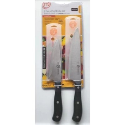 MasterChef Champions Collection 2pc. Chef Knife Set Full-Tang SS w/Cover- NEW