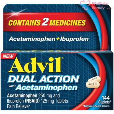 Advil Dual Action With Acetaminophen Pain Reliever 144 Caplets New In Box