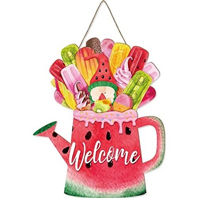 Summer Watermelon Welcome Sign Summer Door Wreath Watermelon Gnomes Ice Cream 