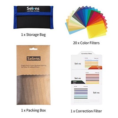 20 Pieces Universal Gels Lighting Filter Kit for Camcorder LED Video Light 3....